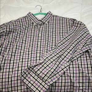 Peter Millar Purple and White Plaid Button Down Shirt